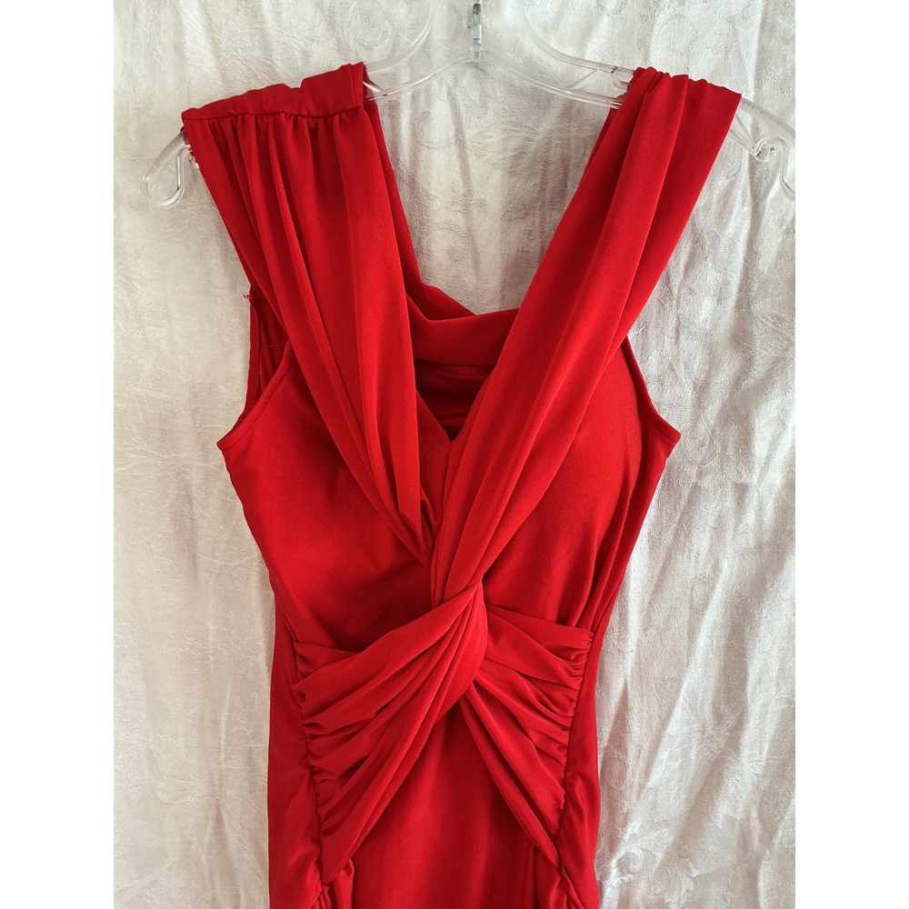 Sexy Bodycon Maxi Dress Women S Red Excellent Ruched Twisted Front Gown